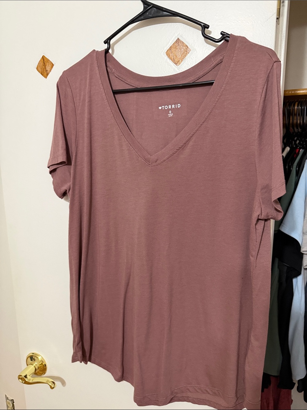 torrid Dusty Mauve V-Neck Short Sleeve Tee